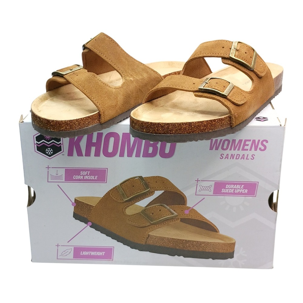 Khombu Ashville Sandals Women Size 10 Brown Suede Cork Insole Slide